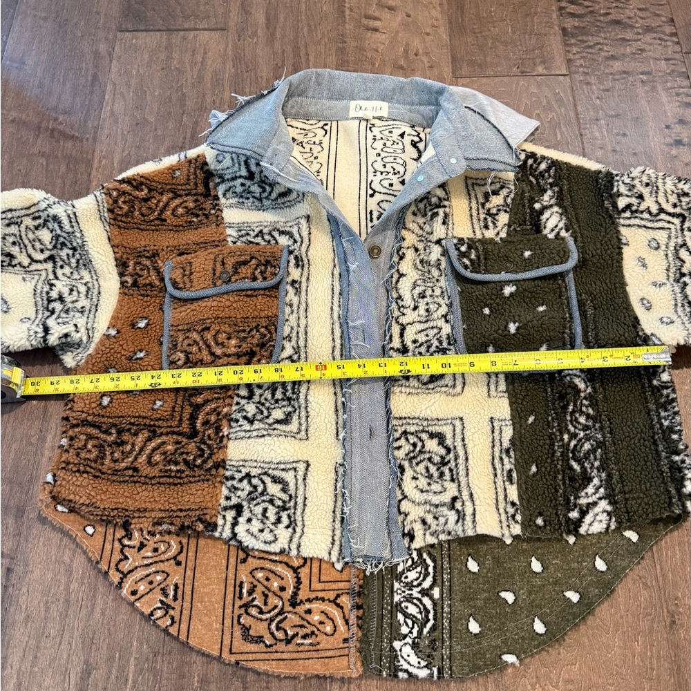 NWOT Oli & Hali Patchwork Jacket - Brown, Cream, Green - Picture 2 of 3